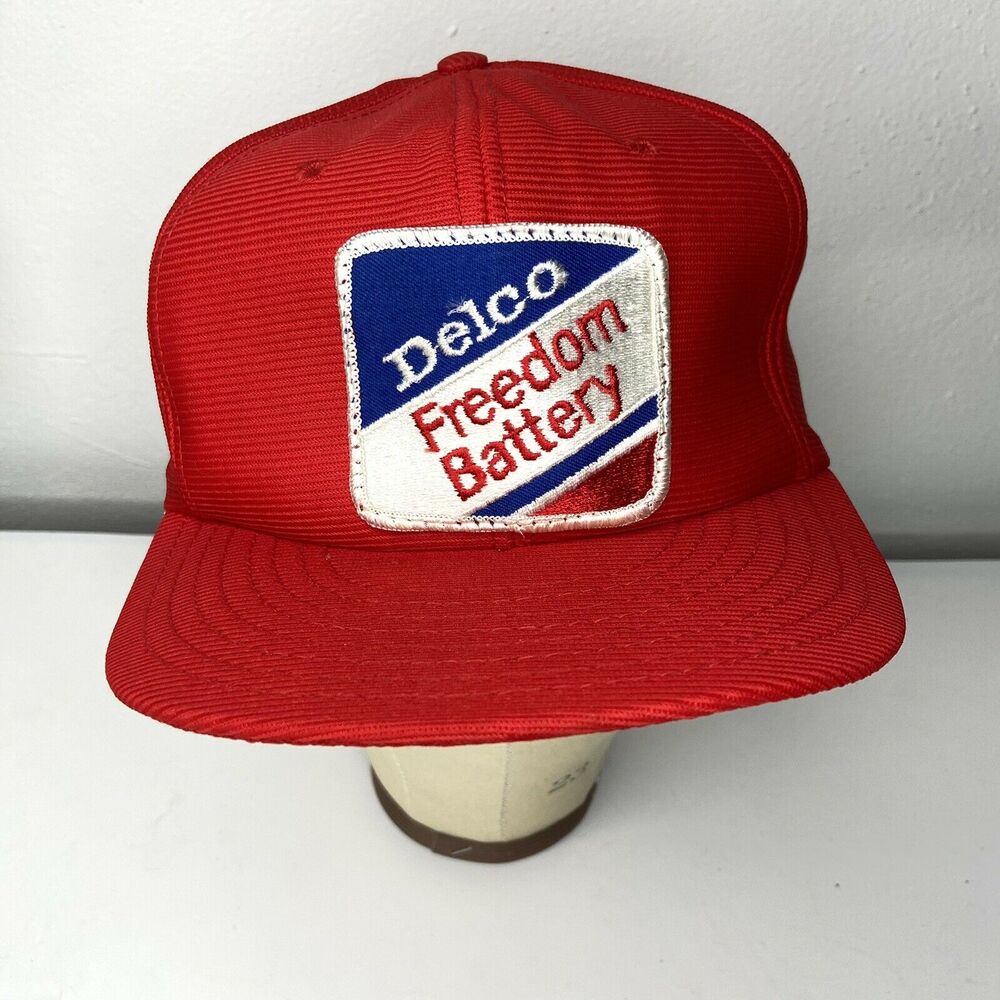Funkap Vintage 80s Red Delco Freedom Battery Snapback Trucker Hat